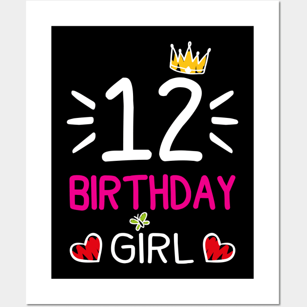 Kids 12th Birthday Girl Crown Princess Wall Art by printedartings